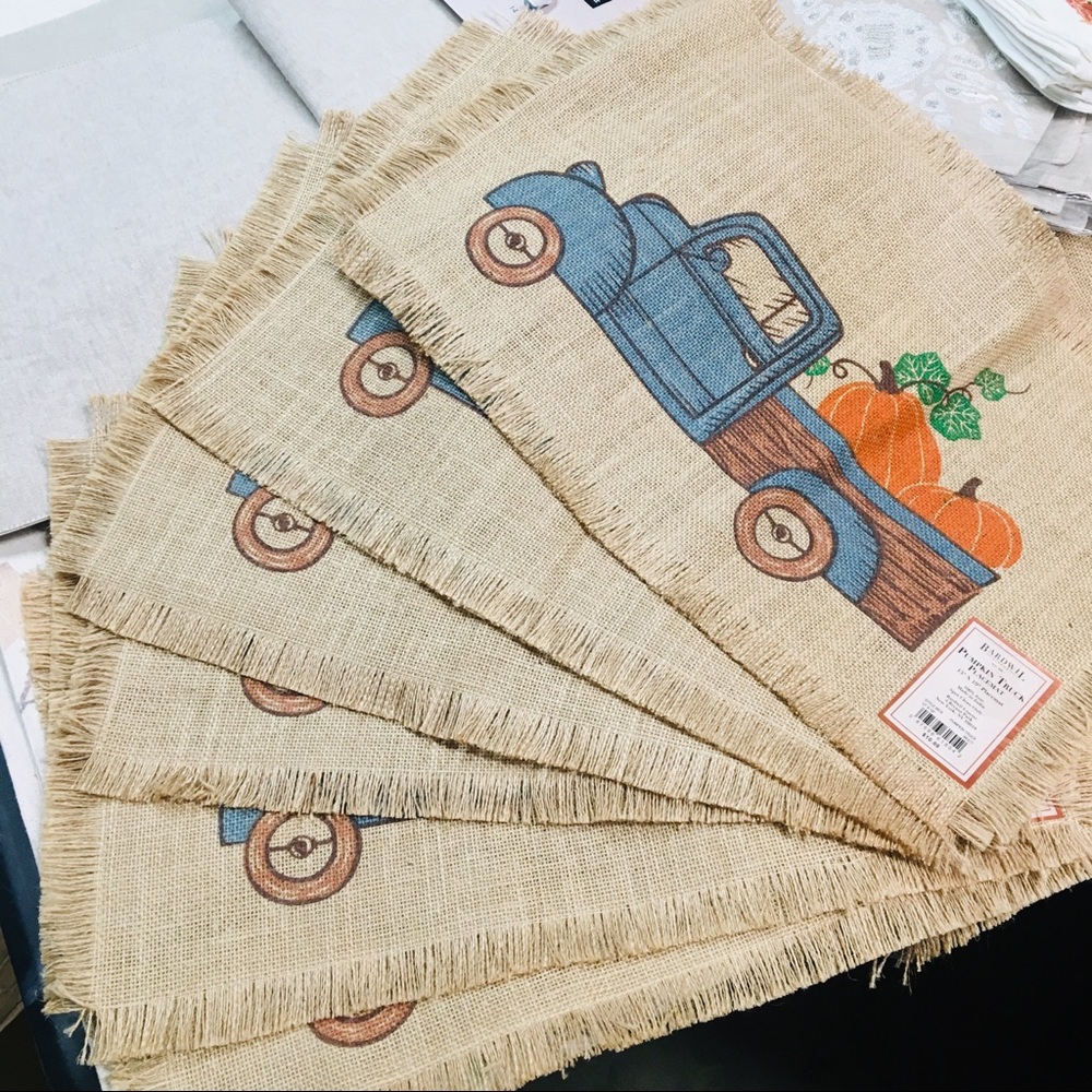 *SOLD*Set of 6 pumpkin truck placemats